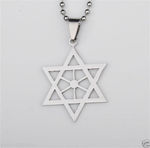 Buy Lishmark New Silver Stainless Steel David Hexagram Men'S Pendant Necklace Free Ball Chain - Purplle