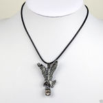 Buy Lishmark Fashion Jewelry Alloy Antique Silver Color Eagle Pendant Black Leather Necklace - Purplle