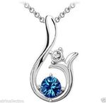 Buy Lishmark Womens 9K White Gold Filled Aaa Cz & Blue Crystal Necklace With Pendant Jewelry - Purplle