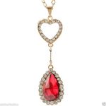 Buy Lishmark Womens 9K Yellow Gold Filled Hart Shape White & Red Crystal Necklace & Pendant - Purplle