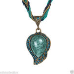 Buy Lishmark Tibetan Alloy Water Drop Rhinestone Crystal Resin Bead Pendant Charm Necklace - Purplle