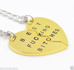 Buy Lishmark Best Bitches Friend Forever 2Piece Break Heart Alloy Gold Color Pendant Necklace - Purplle