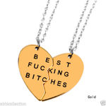 Buy Lishmark Best Bitches Friend Forever 2Piece Break Heart Alloy Gold Color Pendant Necklace - Purplle