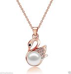 Buy Lishmark Womens 9K Rose Gold Filled With Aaa Cz Swan Design Fashion Necklace & Pendant - Purplle
