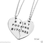 Buy Lishmark Best Bitches Friend Forever 2Piece Break Heart Silver Color Pendant Necklace - Purplle