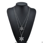 Buy Lishmark Cute Women Double Crystal Snowflake Flower Necklace Sweater Chain Necklace Gift - Purplle