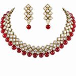 Buy Karatcart Kundan And Red Beads Brass Choker Necklace & Earrings For Women - Purplle