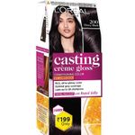 Buy L'Oreal Paris Casting Creme Gloss Hair Color With Glycolic Gloss Complex | Mini | Shade 200 - Ebony Black | 20ml + 20g + 5g - Purplle