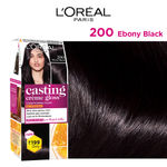 Buy L'Oreal Paris Casting Creme Gloss Hair Color With Glycolic Gloss Complex | Mini | Shade 200 - Ebony Black | 20ml + 20g + 5g - Purplle