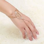 Buy Femnmas Golden Leaf Ring Bracelet - Purplle