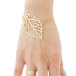 Buy Femnmas Golden Leaf Ring Bracelet - Purplle