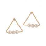 Buy Femnmas Golden Triangle Pearl Stud Earrings - Purplle