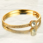 Buy Crunchy Fashion Gold Plated Zircon Crystal Kada Bracelet Bangle - Purplle