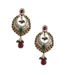 Buy Crunchy Fashion Gold Plated Cz Embellished Danglers With Red-Maroon Details - Purplle