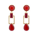 Buy Crunchy Fashion Squarish Crown Blooming Maroon Earrings - Purplle