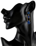 Buy Crunchy Fashion Royal Blue Squarish Crown Earrings - Purplle