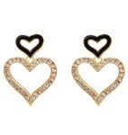 Buy Crunchy Fashion Twin Heart Black Earrings - Purplle