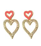 Buy Crunchy Fashion Twin Heart Red Earrings - Purplle