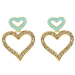 Buy Crunchy Fashion Twin Heart Aqua Earrings - Purplle