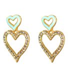 Buy Crunchy Fashion Twin Heart Aqua Earrings - Purplle