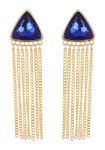 Buy Crunchy Fashion Chain Tassel Royal Blue Triangle Statement Earrings - Purplle