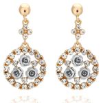 Buy Crunchy Fashion Crystal Embellished Silver Flowers Earrings - Purplle