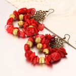 Buy Crunchy Fashion Gold Plated Stylish Boho Red Beads Hoop Earrings - Purplle