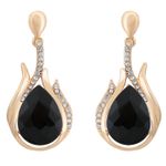 Buy Crunchy Fashion Gold Plated Stylish Black Crystal Earrings For Women & Girls - Purplle
