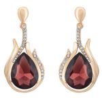 Buy Crunchy Fashion Gold Plated Stylish Coffee Brown Crystal Earrings - Purplle