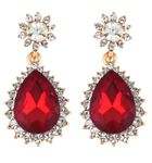 Buy Crunchy Fashion Gold Plated Stylish Maroon Crystal Earrings - Purplle