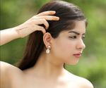 Buy Crunchy Fashion Gold Plated White Crystal Drop Earrings For Women & Girls - Purplle