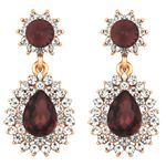 Buy Crunchy Fashion Gold Plated Stylish Coffee Brown Crystal Drop Earrings For Women & Girls - Purplle