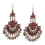 Buy Crunchy Fashion Oxidised Silver Traditional Red Afghani Earrings For Women - Purplle