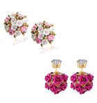 Buy Crunchy Fashion Gold Plated Stylish Floral Style Stud Earrings Combo For Women & Girls - Purplle