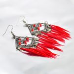 Buy Crunchy Fashion Oxidised Silver Stylish Black Feather Tassel Earrings - Purplle