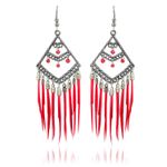 Buy Crunchy Fashion Oxidised Silver Stylish Black Feather Tassel Earrings - Purplle