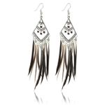 Buy Crunchy Fashion Oxidised Silver Stylish Black Feather Tassel Earrings - Purplle