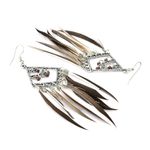 Buy Crunchy Fashion Oxidised Silver Stylish Black Feather Tassel Earrings - Purplle