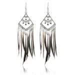 Buy Crunchy Fashion Oxidised Silver Stylish Black Feather Tassel Earrings - Purplle