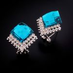 Buy Crunchy Fashion Gold Plated Stylish Traditional Blue Crystal Stud Earrings - Purplle