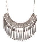 Buy Crunchy Fashion Oxidized Silver Chain Tassel Statement Necklace - Purplle