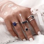 Buy Crunchy Fashion Natural Stones Embellished Rings Set For Girls - Purplle
