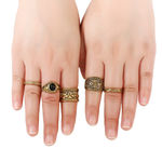 Buy Crunchy Fashion Ancient Punk Midi Ring Set - Purplle