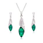 Buy Crunchy Fashion Jade Green Tear Drop Crystal Pendant Set - Purplle