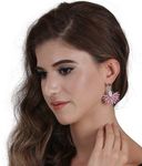 Buy Ferosh Pink Flower Danglers - Purplle