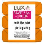 Buy Lux Saffron Glow Soap Bar (3 x 150 g) with Save Rs. 6/- - Purplle