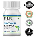 Buy INLIFE Shatavari Extract Asparagus Recemosus (Saponins > 20%) Women's Wellness Supplement, 500 mg - 60 Vegetarian Capsules - Purplle