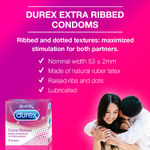 Buy Durex Condoms, Extra Ribbed- 3s - Purplle