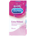 Buy Durex Condoms, Extra Ribbed- 10s - Purplle
