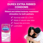 Buy Durex Condoms, Extra Ribbed- 10s - Purplle